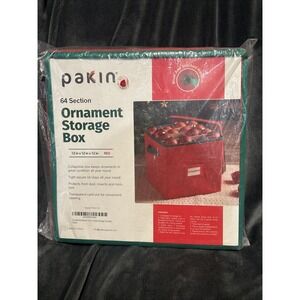 Ornament Storage Box 64 Section Green 12x12x12 Red Collapsible NEW